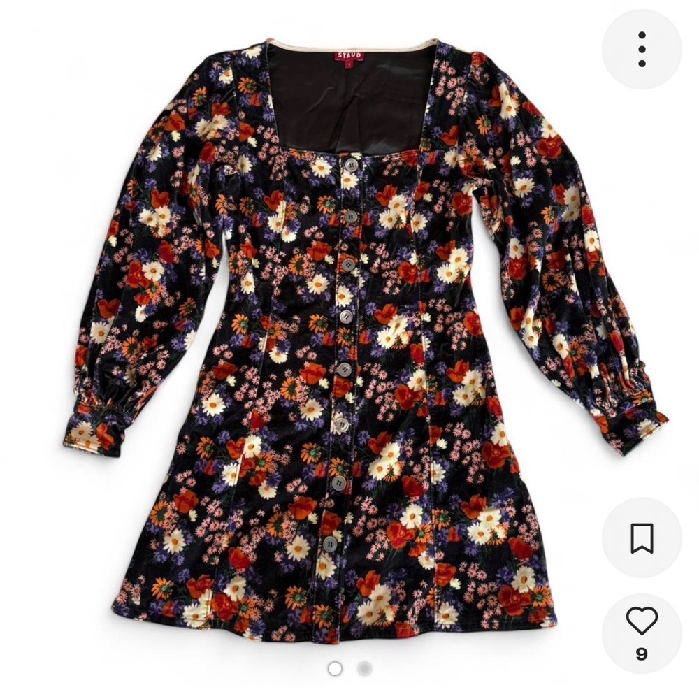 Staud floral corduroy / velvet dress